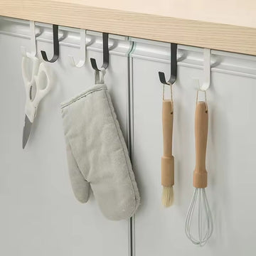 Over-Cabinet J Hooks – Metal – 7 cm – Fits 1.3 cm Doors – 3-Pack – Black/Silver/White