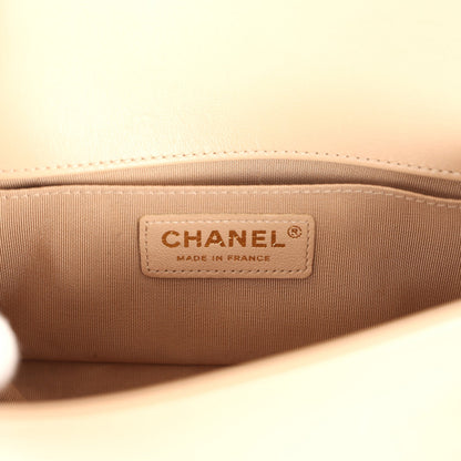 Chanel Small Boy Bag Beige Lambskin Light Gold Hardware