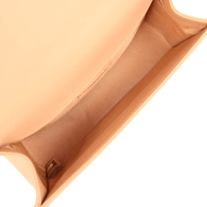 Preowned Chanel Medium Boy Bag Dark Beige Lambskin Antique Gold Hardware