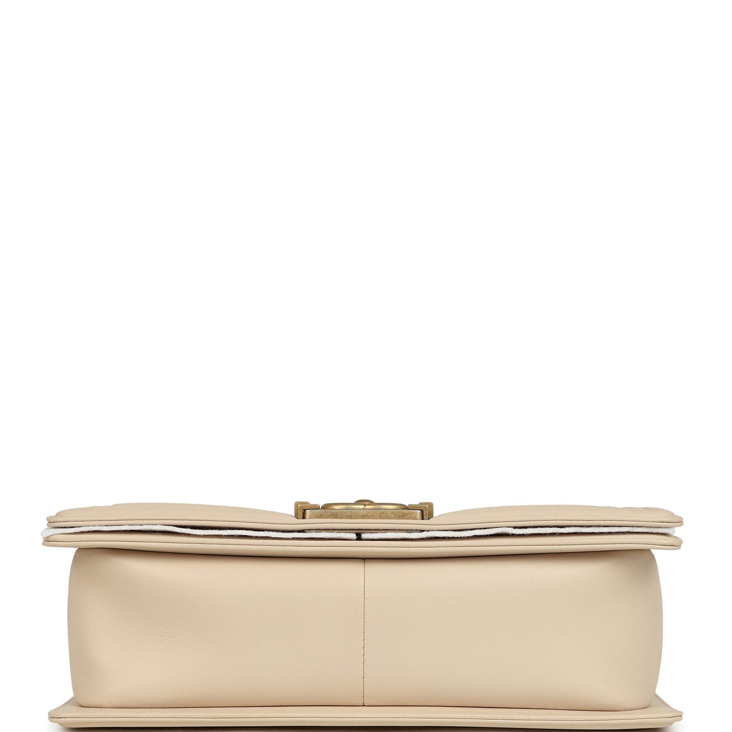 Chanel Medium Boy Bag Cream Lambskin Antique Gold Hardware