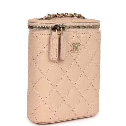 Chanel Mini Clutch Vanity Bag Beige Caviar Light Gold Hardware