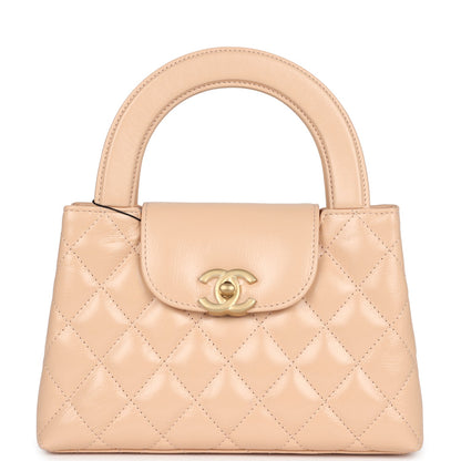 Chanel Small Kelly Shopper Beige Shiny Aged Calfskin Brushed Gold Hardware