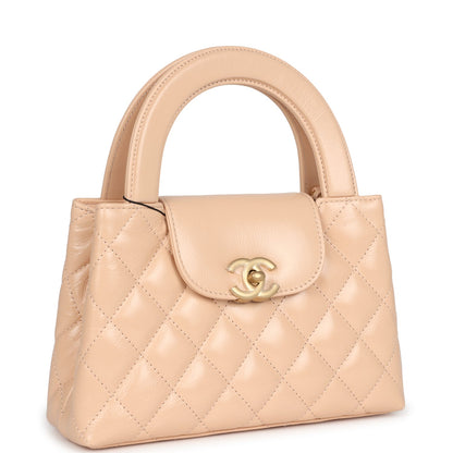 Chanel Small Kelly Shopper Beige Shiny Aged Calfskin Brushed Gold Hardware
