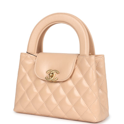 Chanel Small Kelly Shopper Beige Shiny Aged Calfskin Brushed Gold Hardware