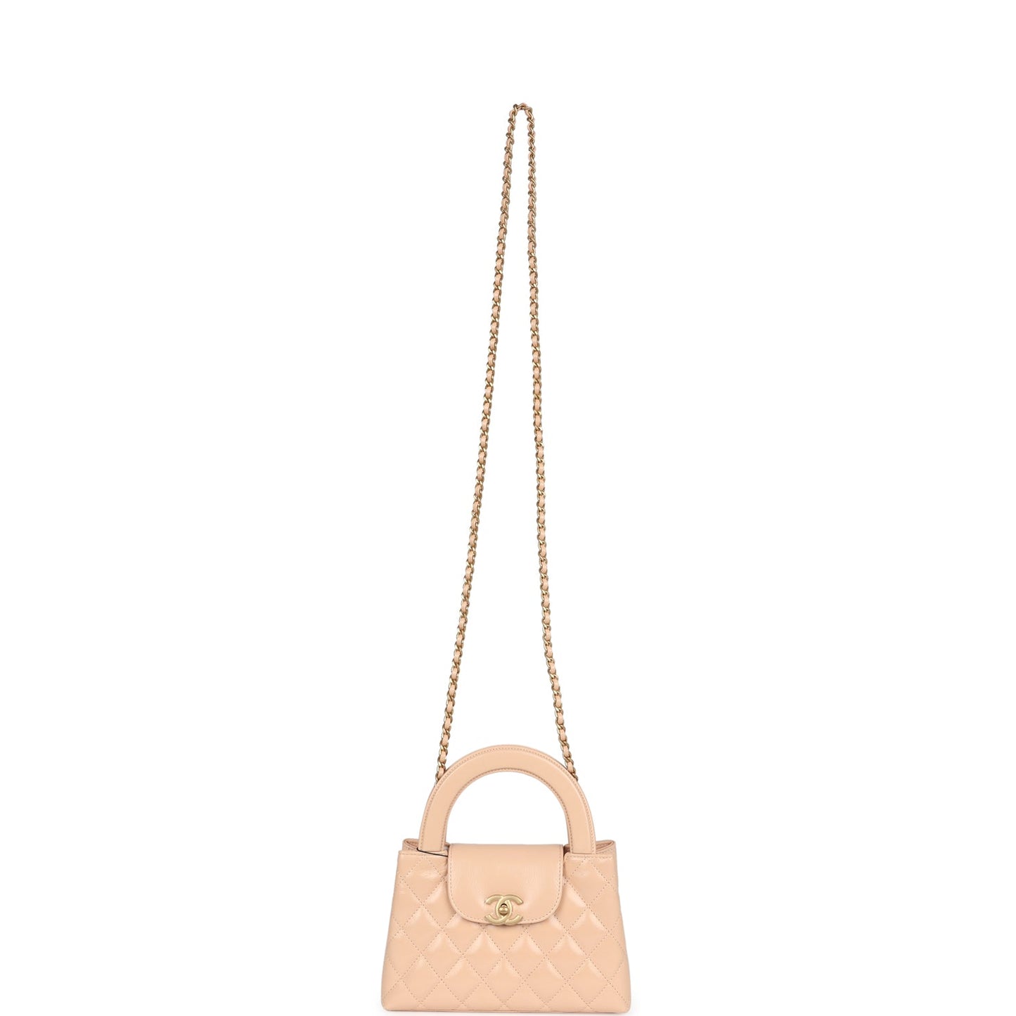 Chanel Small Kelly Shopper Beige Shiny Aged Calfskin Brushed Gold Hardware