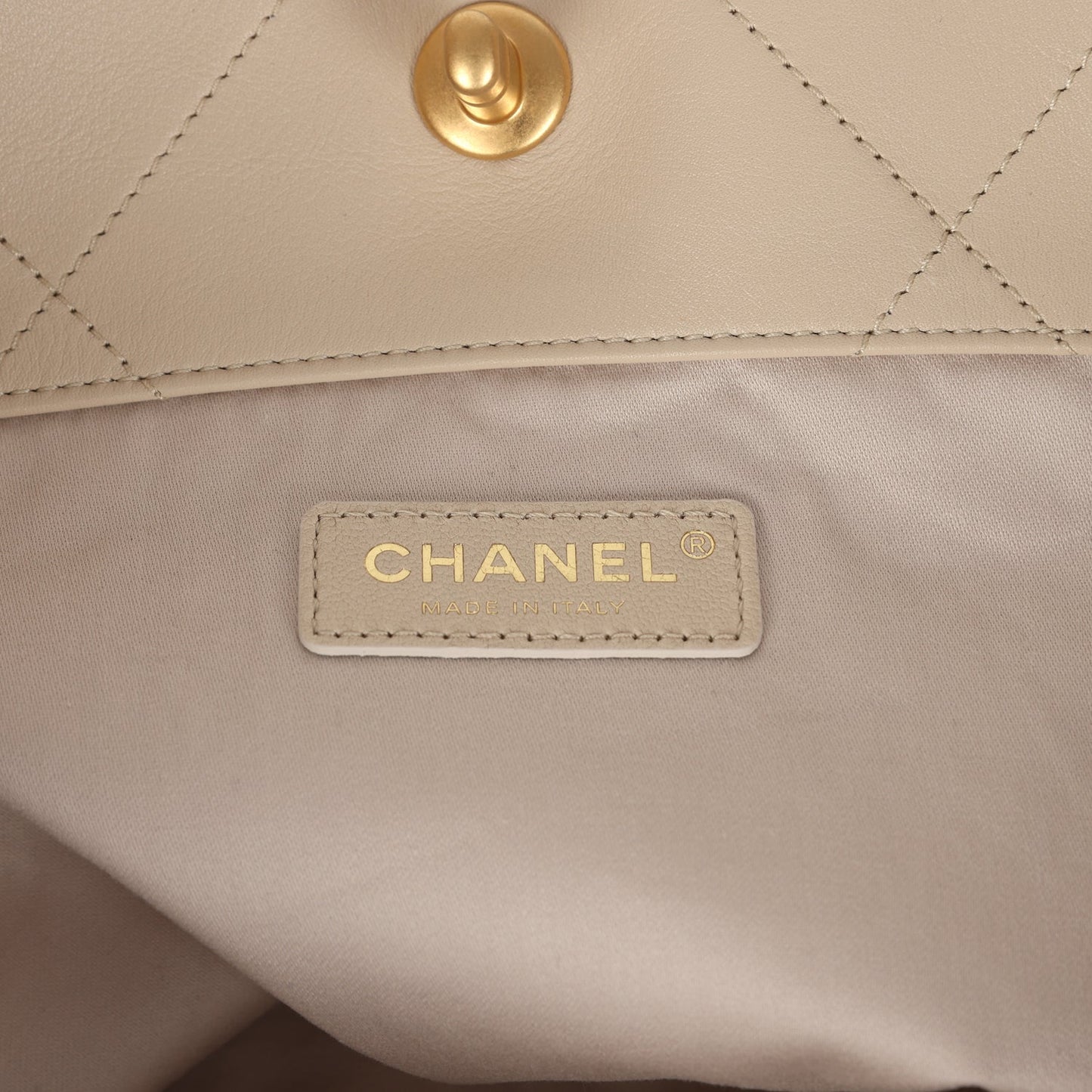 Chanel Maxi Coco Shopping Bag Beige Calfskin Antique Gold Hardware