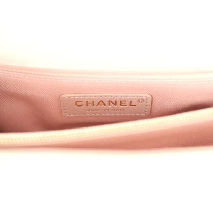 Chanel Medium Coco Top Handle Flap Bag Light Beige Chevron Caviar Light Gold Hardware