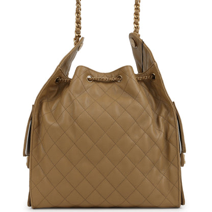 Chanel Medium 25 Hobo Bag Dark Beige Caviar Antique Gold Hardware