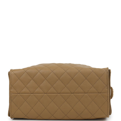 Chanel Medium 25 Hobo Bag Dark Beige Caviar Antique Gold Hardware