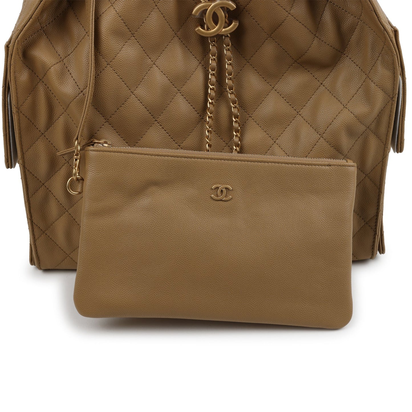 Chanel Medium 25 Hobo Bag Dark Beige Caviar Antique Gold Hardware