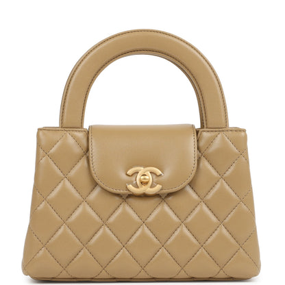 Chanel Small Kelly Shopper Dark Beige Shiny Lambskin Antique Gold Hardware