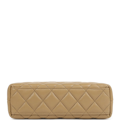 Chanel Small Kelly Shopper Dark Beige Shiny Lambskin Antique Gold Hardware