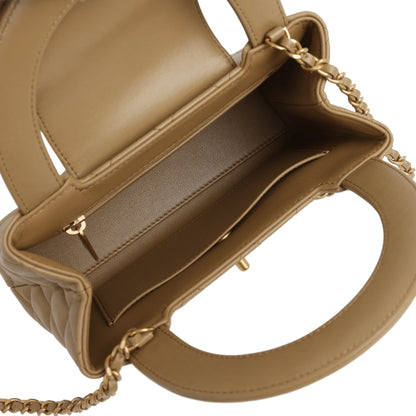 Chanel Small Kelly Shopper Dark Beige Shiny Lambskin Antique Gold Hardware