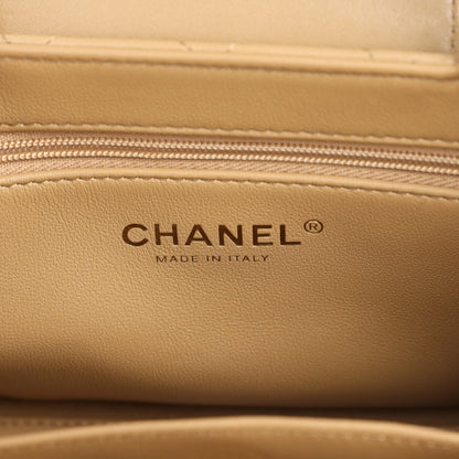 Chanel Small Kelly Shopper Dark Beige Shiny Lambskin Antique Gold Hardware