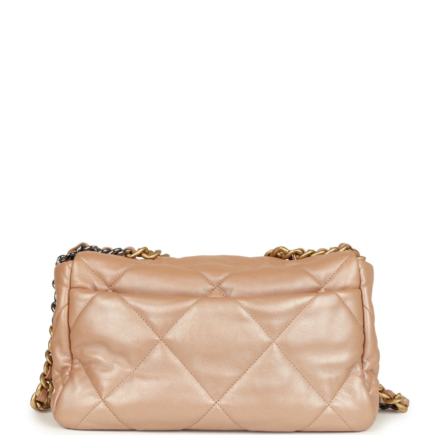 Pre-owned Chanel Large 19 Flap Bag Pearly Blush Shiny Lambskin Mixed Metal Hardware