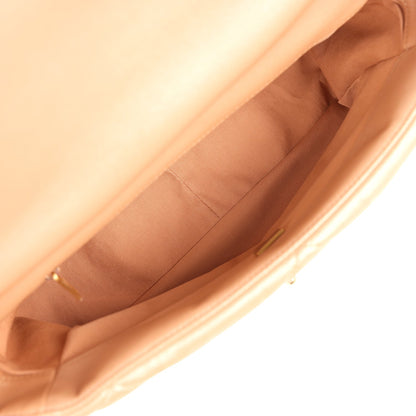 Pre-owned Chanel Large 19 Flap Bag Pearly Blush Shiny Lambskin Mixed Metal Hardware