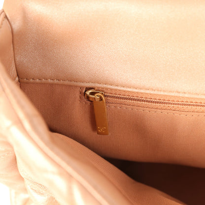 Pre-owned Chanel Large 19 Flap Bag Pearly Blush Shiny Lambskin Mixed Metal Hardware