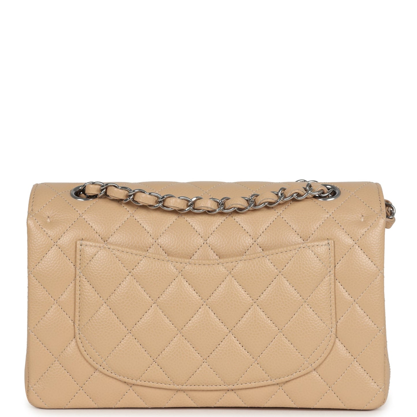 Chanel Small Classic Double Flap Bag Beige Caviar Silver Hardware