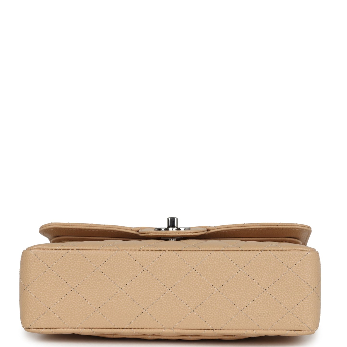 Chanel Small Classic Double Flap Bag Beige Caviar Silver Hardware