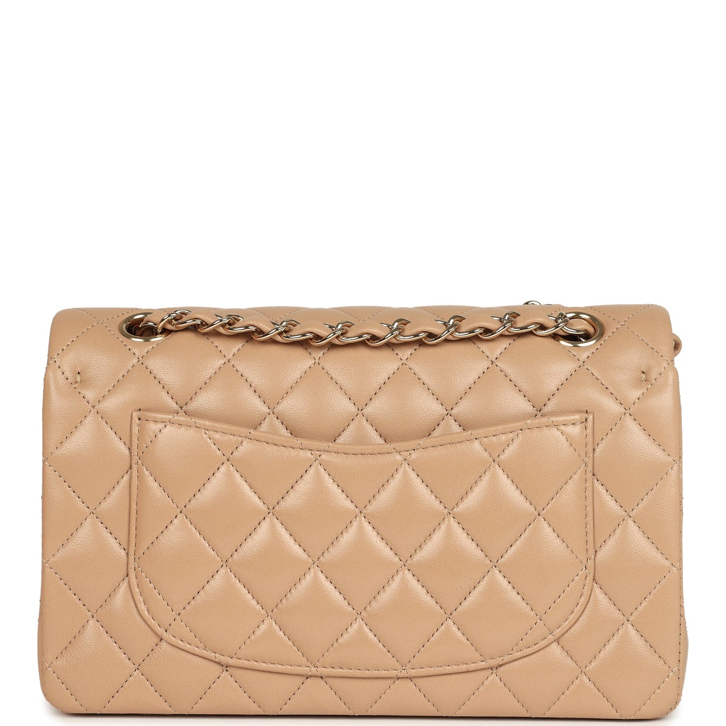 Chanel Small Classic Double Flap Dark Beige Lambskin Gold Hardware