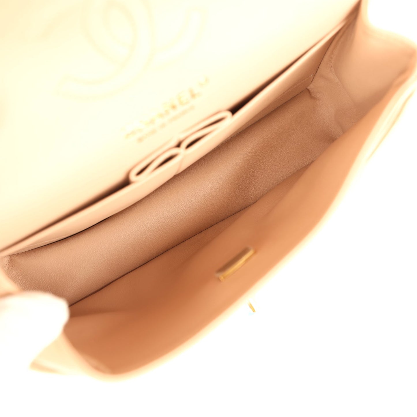 Chanel Small Classic Double Flap Dark Beige Lambskin Gold Hardware