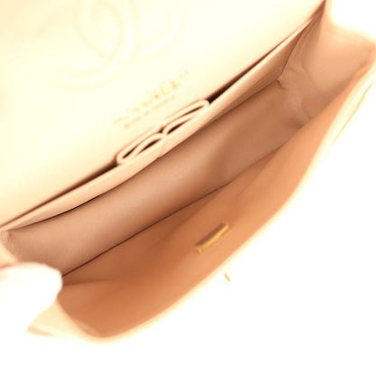 Chanel Small Classic Double Flap Dark Beige Lambskin Gold Hardware