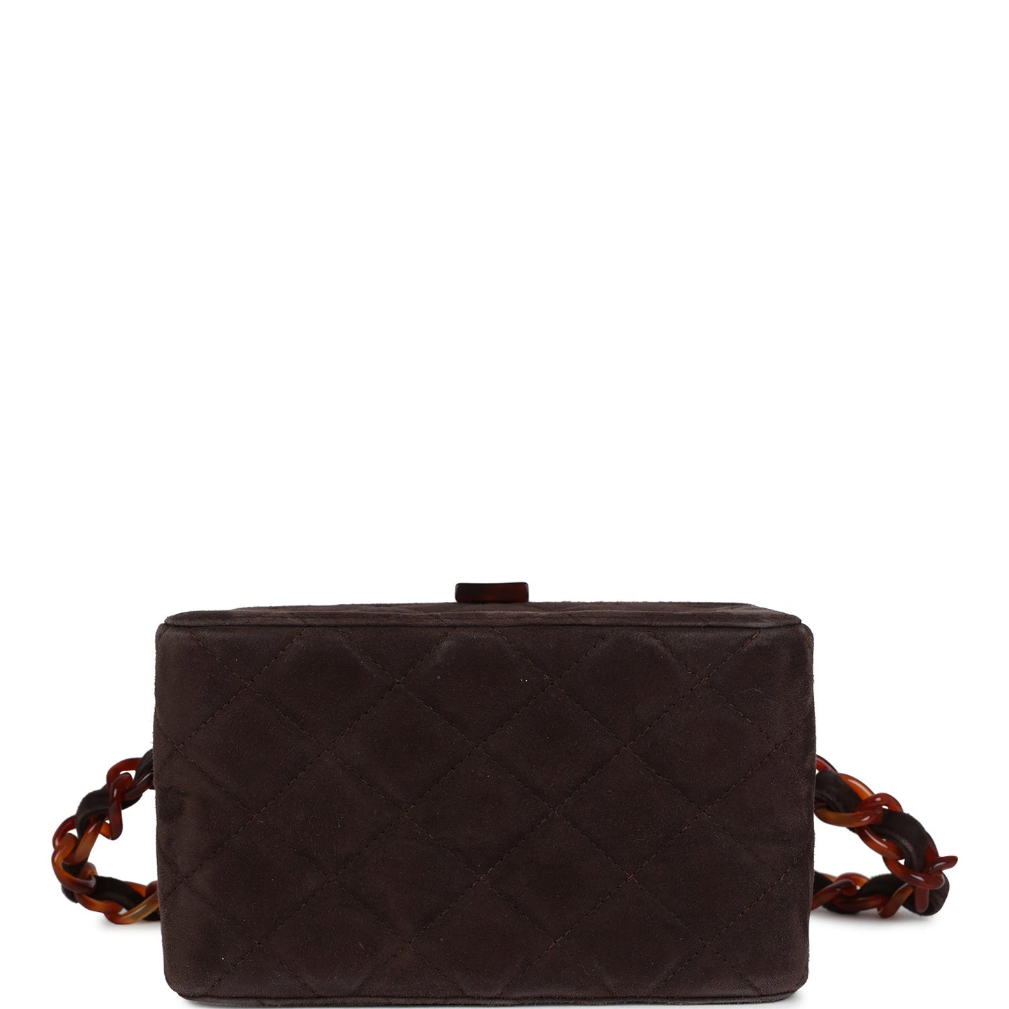 Vintage Chanel Vanity Box Bag Brown Suede and Tortoiseshell Bakelite Hardware