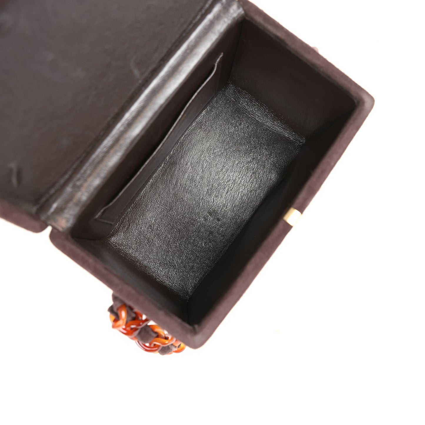 Vintage Chanel Vanity Box Bag Brown Suede and Tortoiseshell Bakelite Hardware