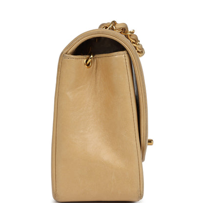 Vintage Chanel Small Diana Flap Bag Beige Lambskin Gold Hardware
