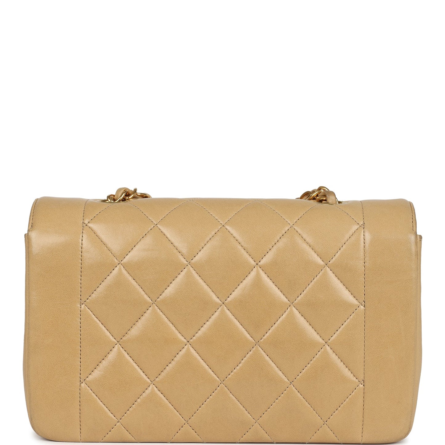 Vintage Chanel Small Diana Flap Bag Beige Lambskin Gold Hardware