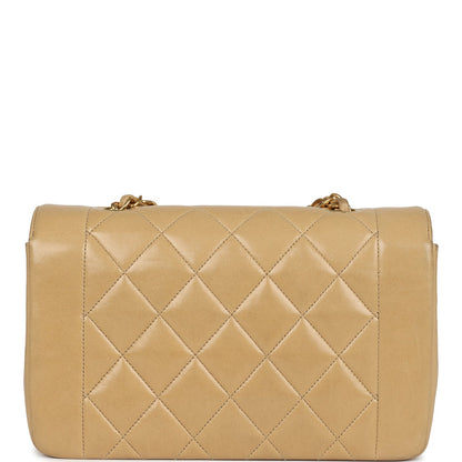 Vintage Chanel Small Diana Flap Bag Beige Lambskin Gold Hardware