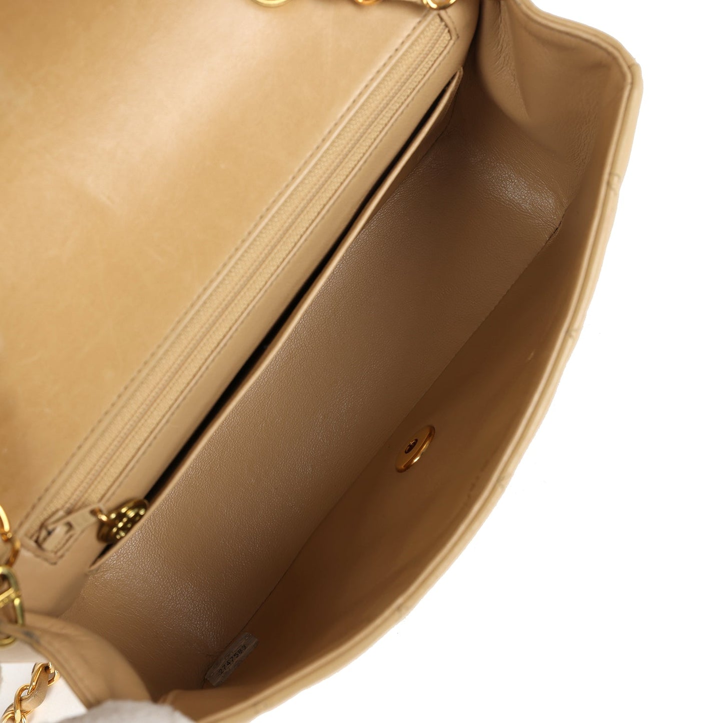 Vintage Chanel Small Diana Flap Bag Beige Lambskin Gold Hardware