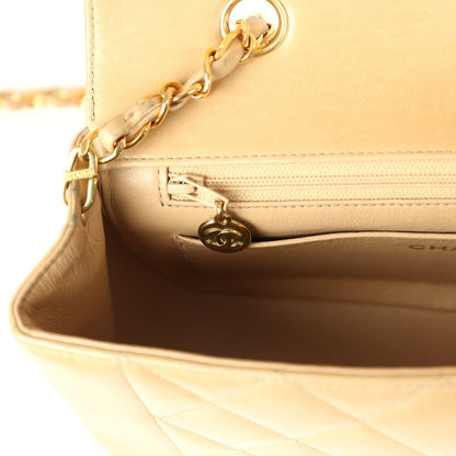 Vintage Chanel Small Diana Flap Bag Beige Lambskin Gold Hardware