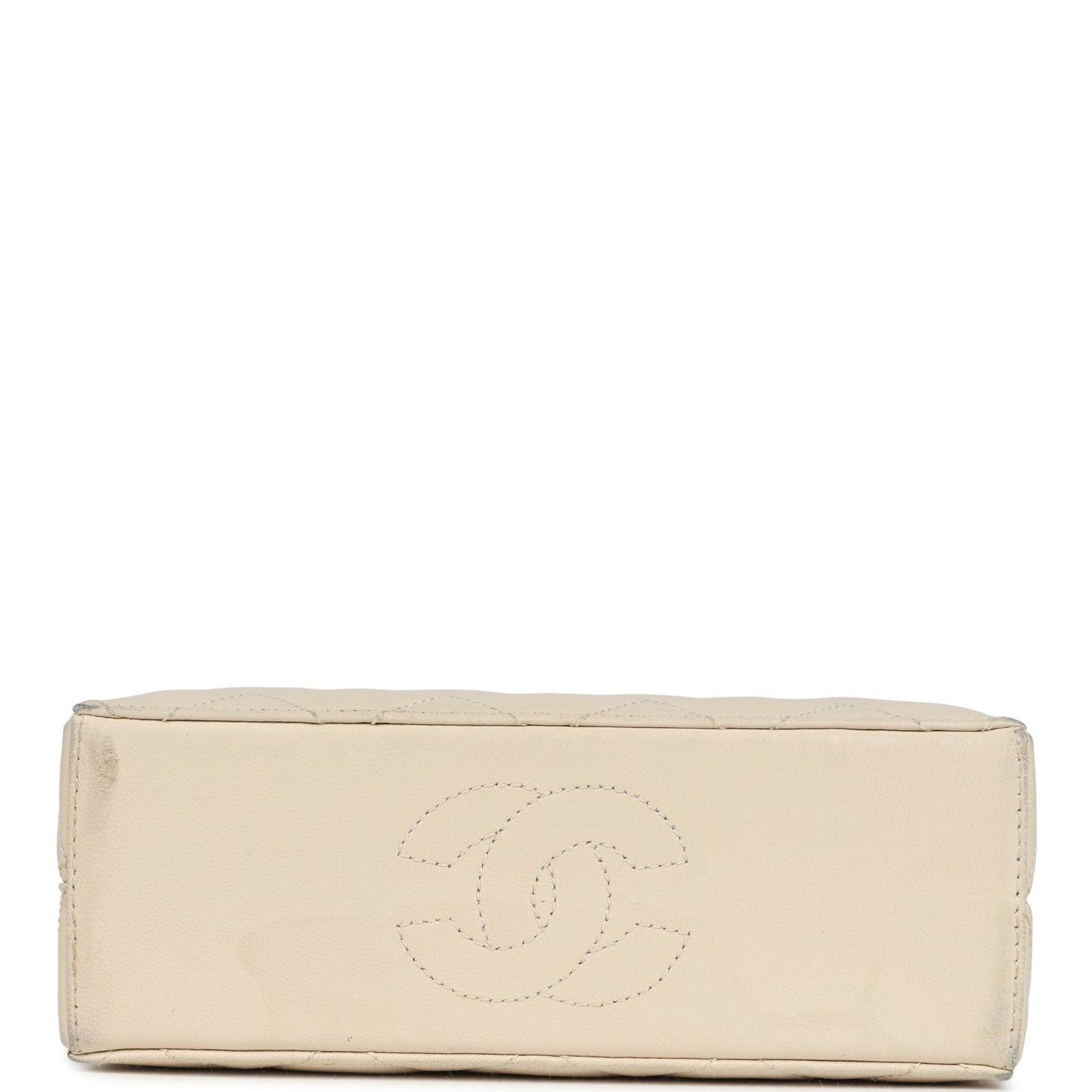 Vintage Chanel Box Clutch Bag Beige Lambskin Gold Hardware
