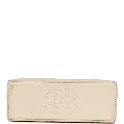 Vintage Chanel Box Clutch Bag Beige Lambskin Gold Hardware