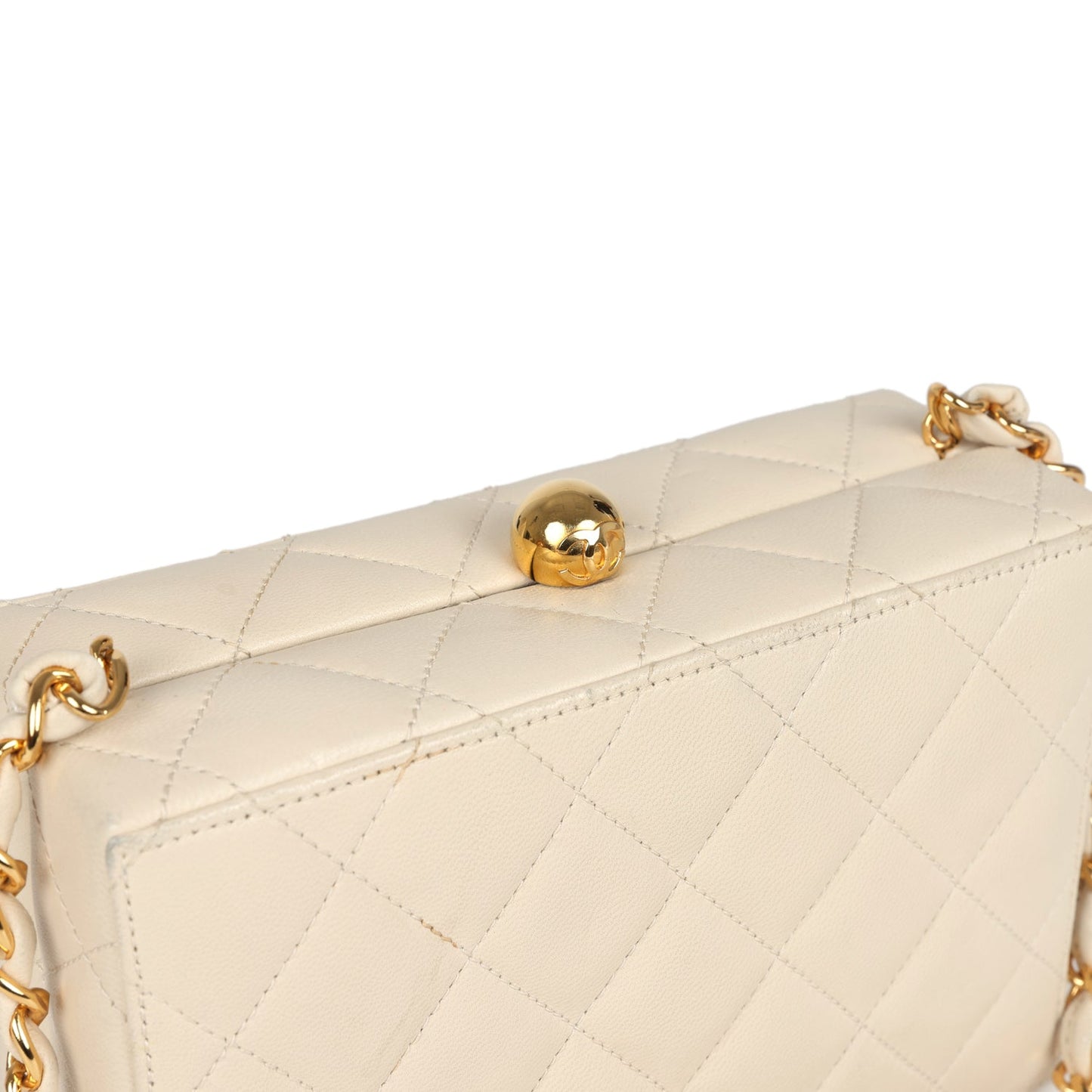 Vintage Chanel Box Clutch Bag Beige Lambskin Gold Hardware