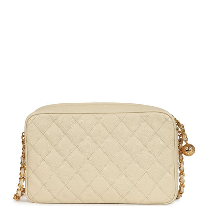 Vintage Chanel Medium Camera Bag Light Beige Caviar Gold Hardware