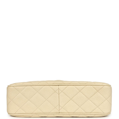 Vintage Chanel Medium Camera Bag Light Beige Caviar Gold Hardware