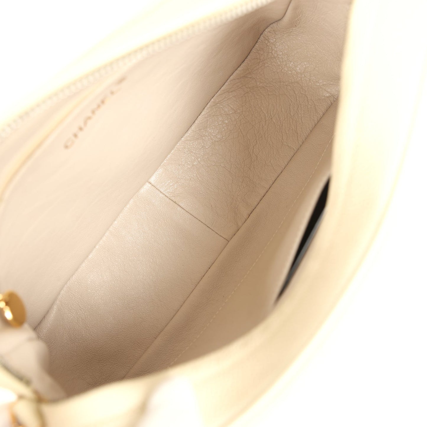 Vintage Chanel Medium Camera Bag Light Beige Caviar Gold Hardware