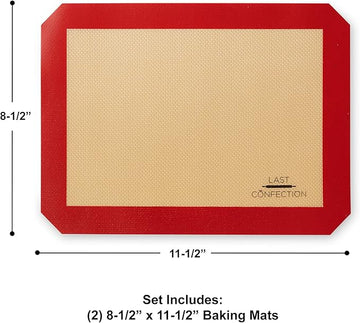 Silicone Baking Mats – Non-Stick & Reusable – 8.5 × 11.5 in – 2-Pack – Red Border